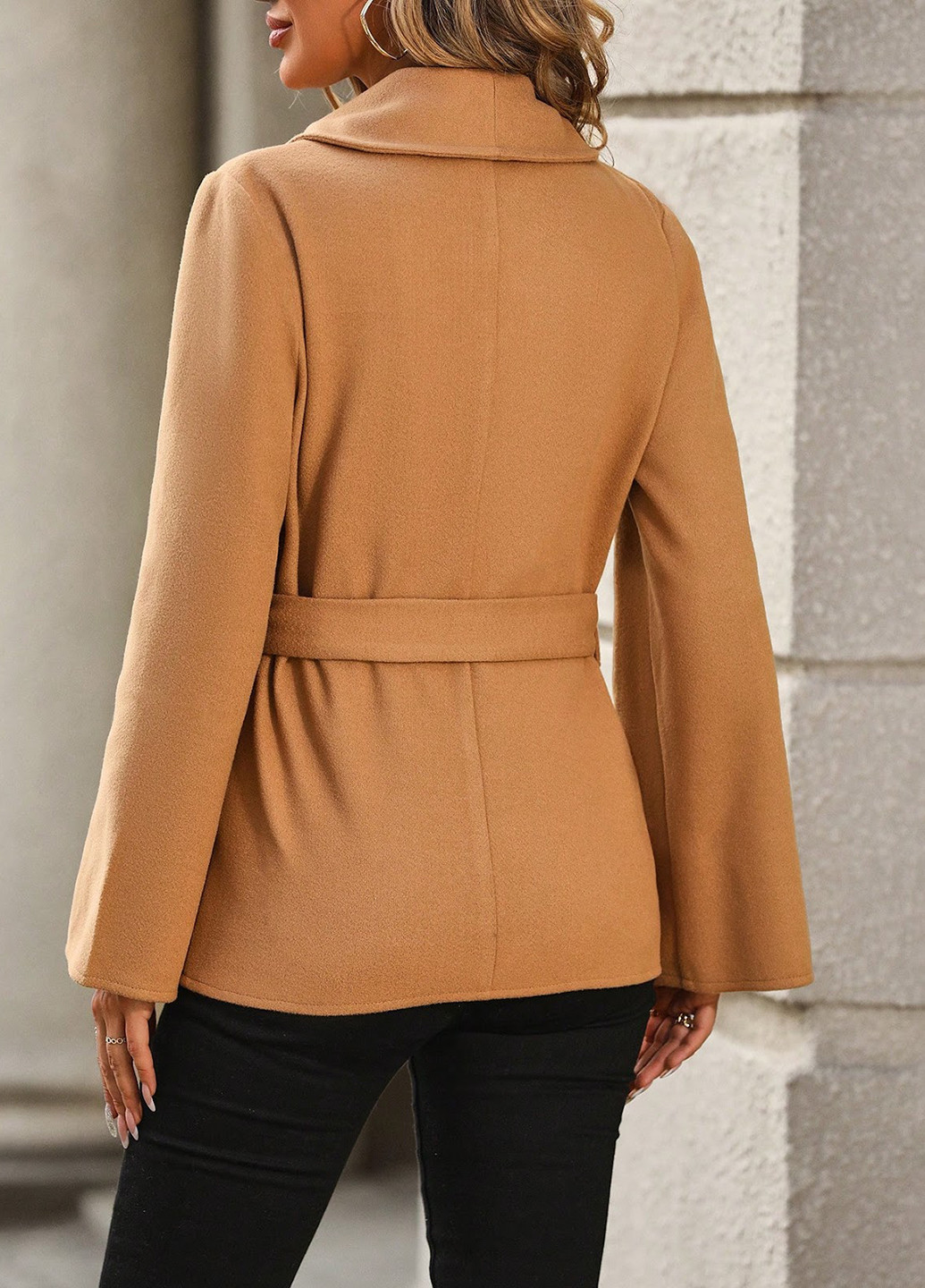 Бежеве Кежуал напівпальто однобортне SHEIN однотонне