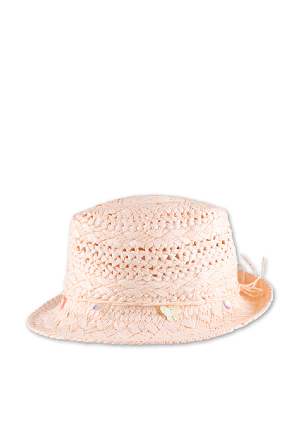 Шляпа C&A с маленькими полями однотонная пудровая пляжная искусственная солома