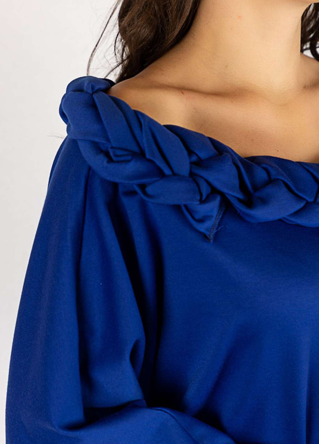Темно-синее кэжуал платье с открытыми плечами Time of Style однотонное