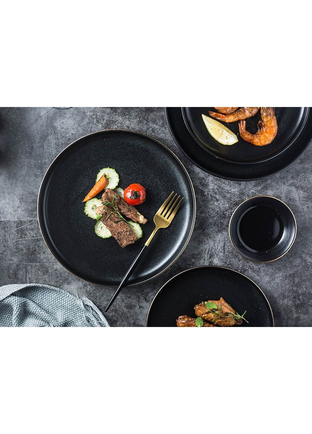 Тарілка закусочна кругла 6495 21 см чорна No Brand (253610852)