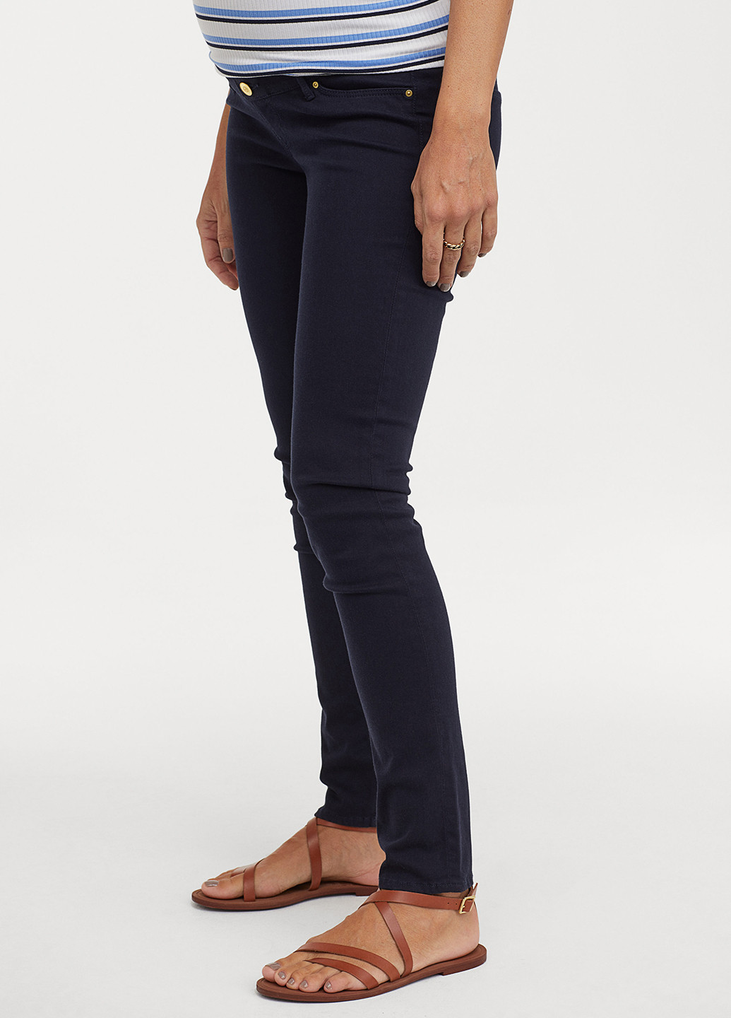 Джинси для вагітних H&M скінні однотонні темно-сині джинсові бавовна