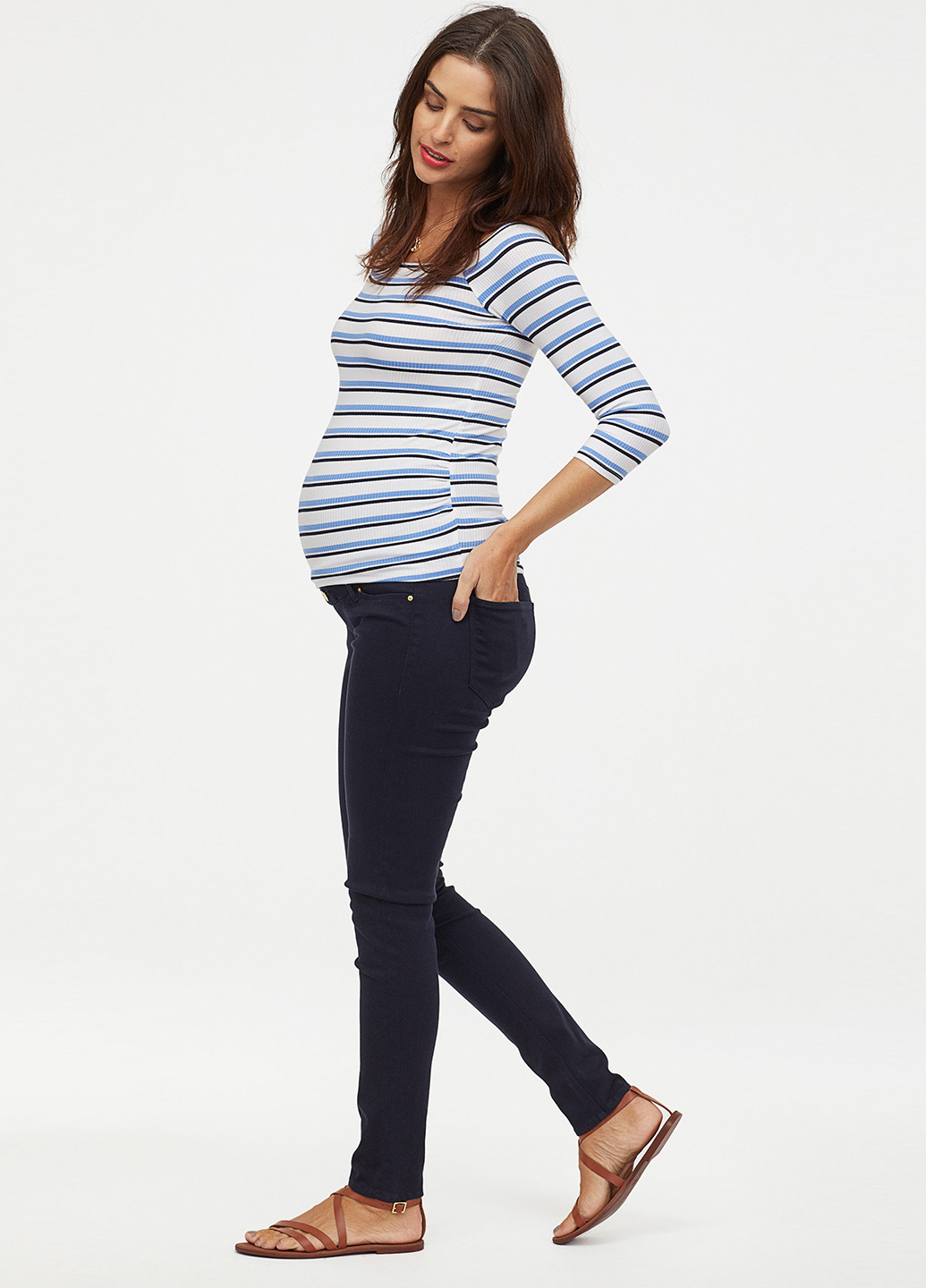 Темно-синие демисезонные скинни джинсы для беременных H&M