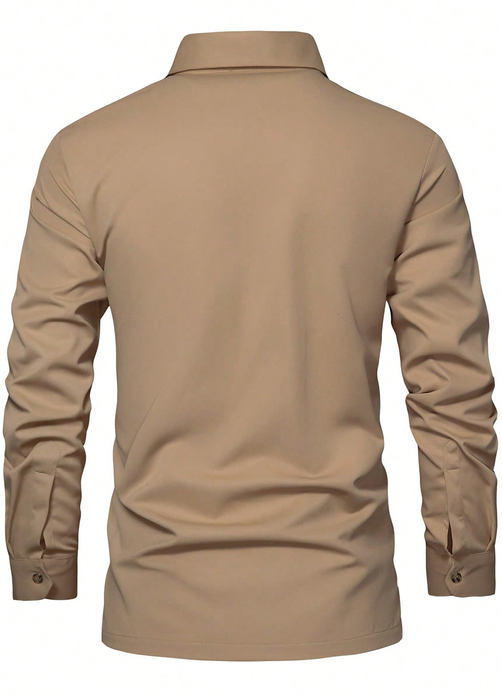 Темно-бежевая кэжуал рубашка однотонная SHEIN