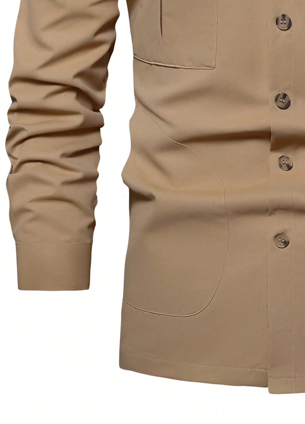 Темно-бежевая кэжуал рубашка однотонная SHEIN