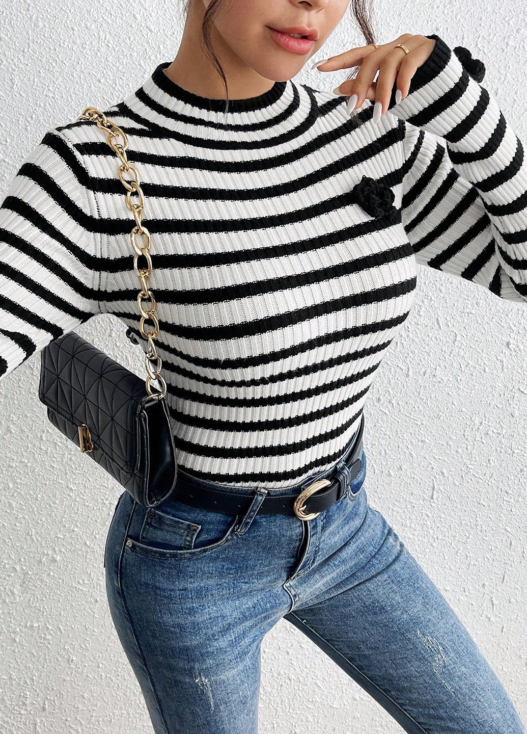 Черно-белый демисезонный джемпер джемпер SHEIN