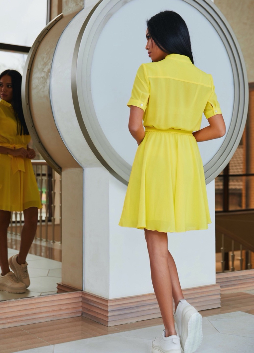Желтое кэжуал легкое мини-платье желтого цвета SL.IRA
