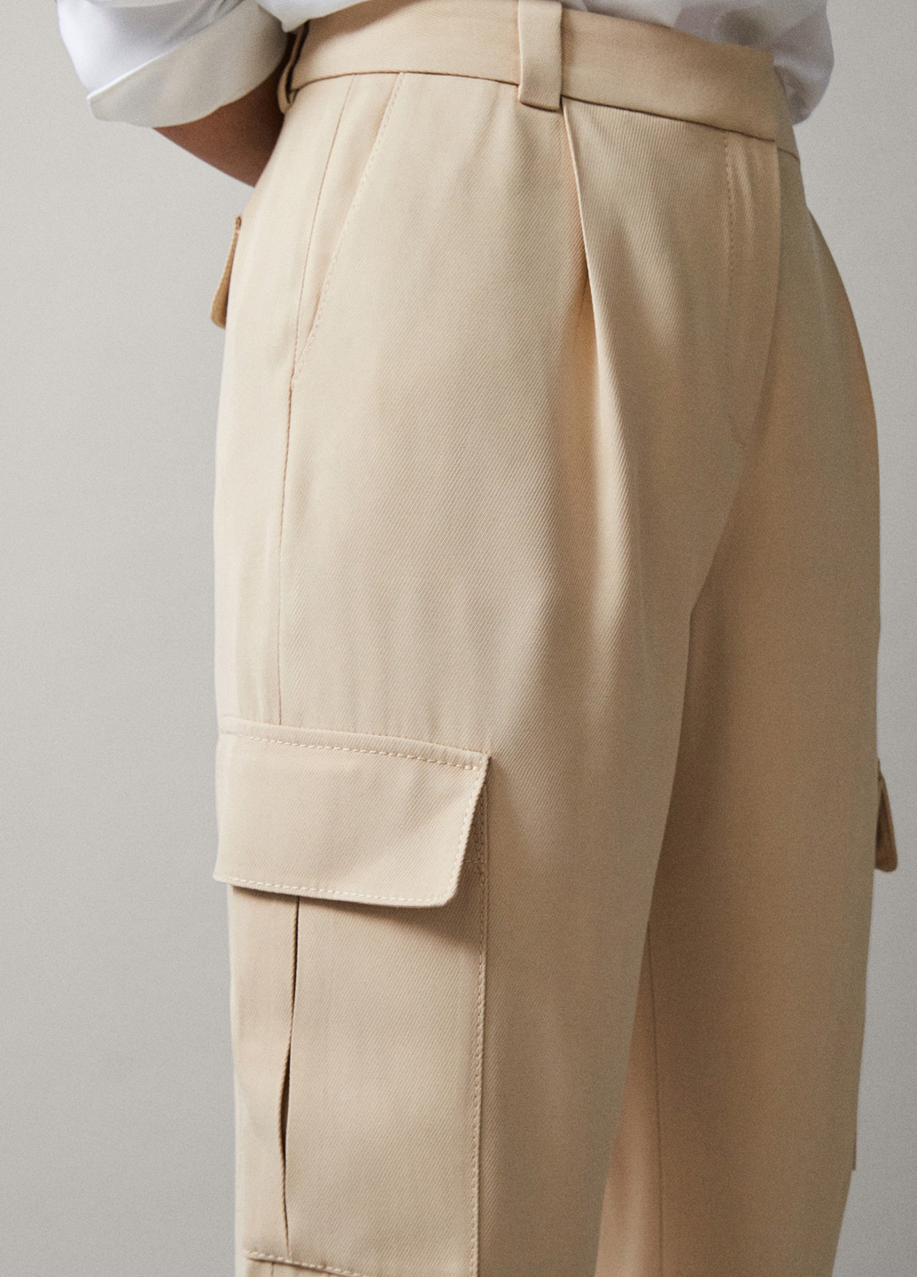 Бежевые кэжуал демисезонные прямые брюки Massimo Dutti