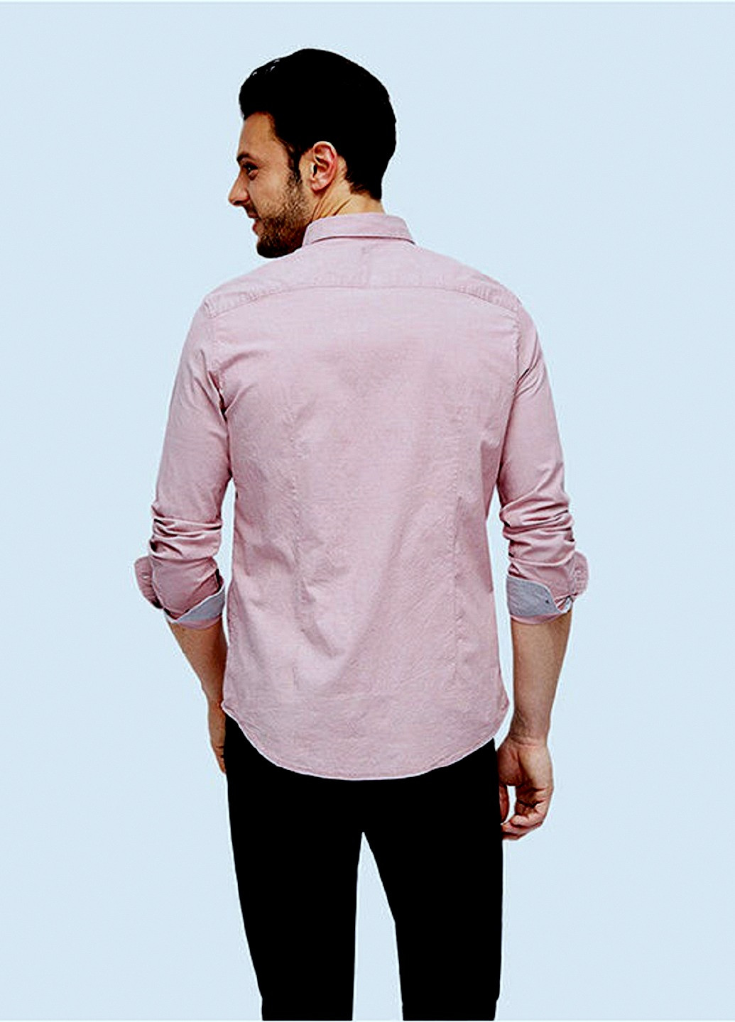 Светло-розовая кэжуал рубашка однотонная Tom Tailor с длинным рукавом