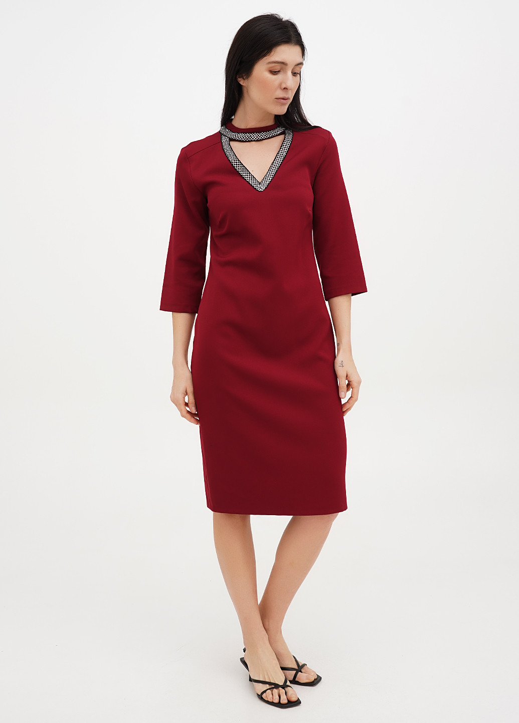 Бордова кежуал сукня силуетна Vicolo однотонна