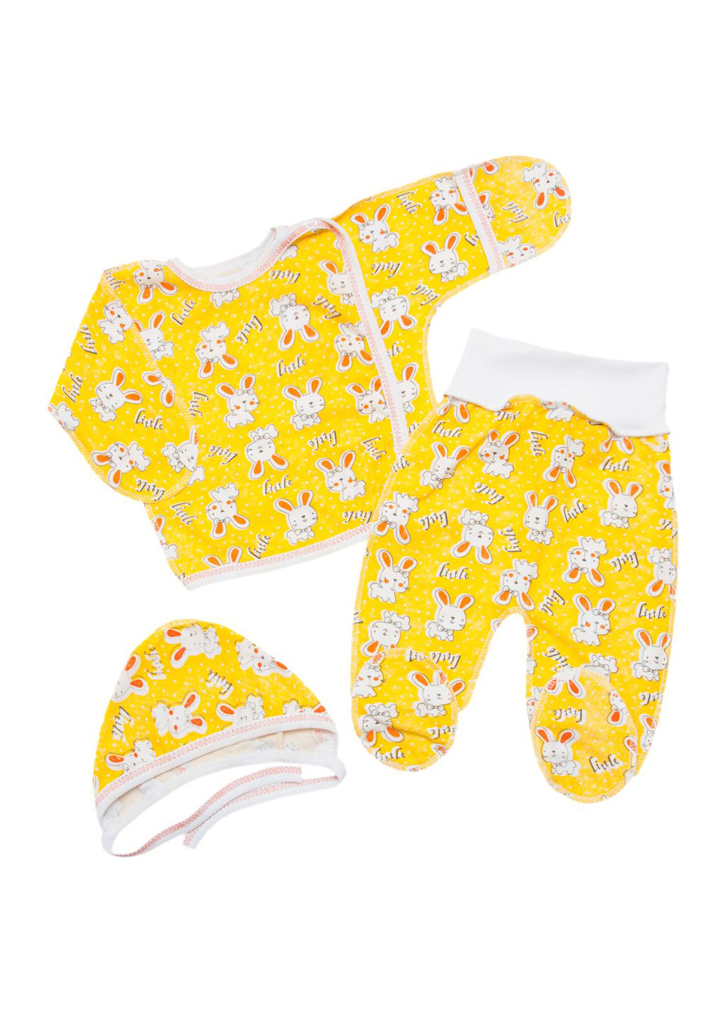 Желтый демисезонный комплект (кофточка, ползунки, шапочка) BabiesBerries