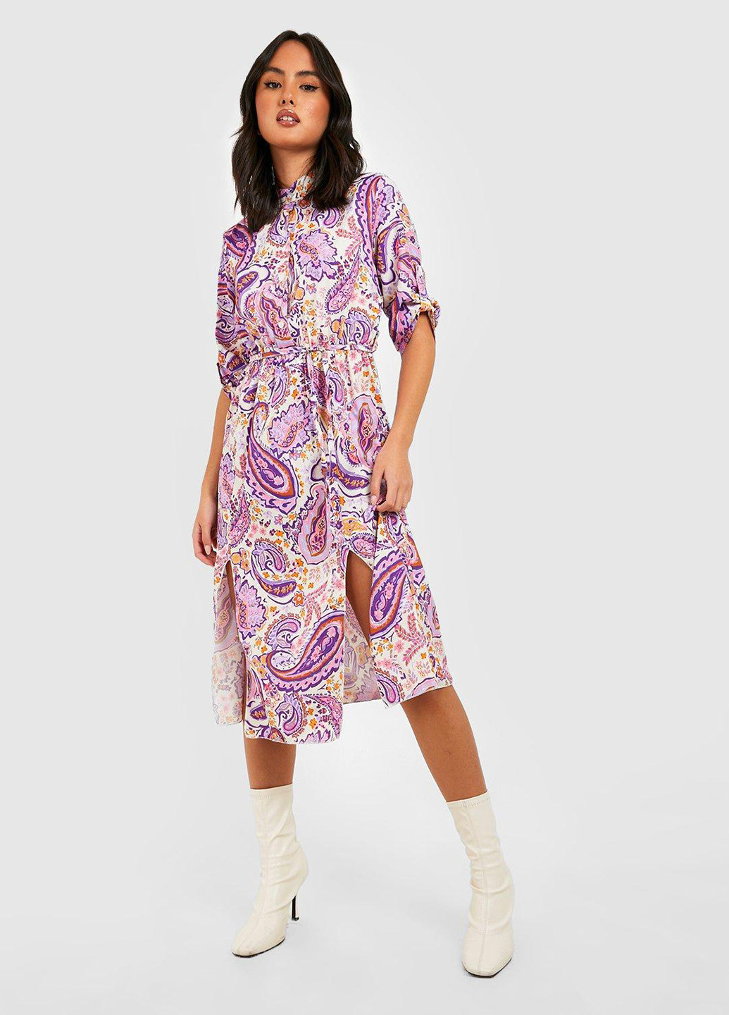 Сиреневое кэжуал платье Boohoo турецкие огурцы