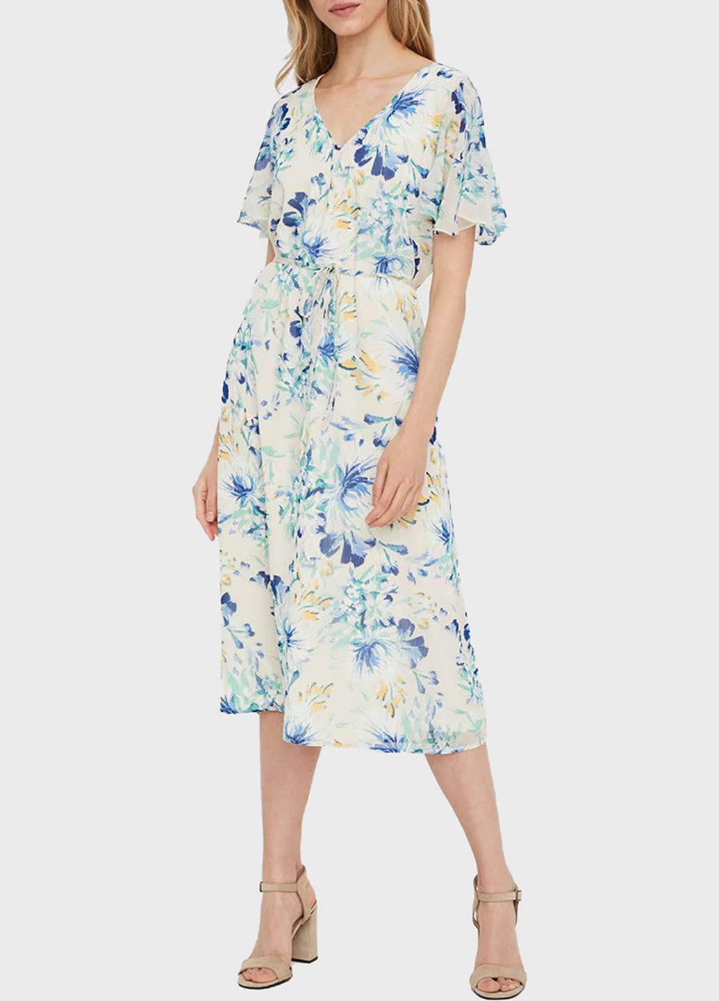 Молочна кежуал сукня а-силует Vero Moda з квітковим принтом