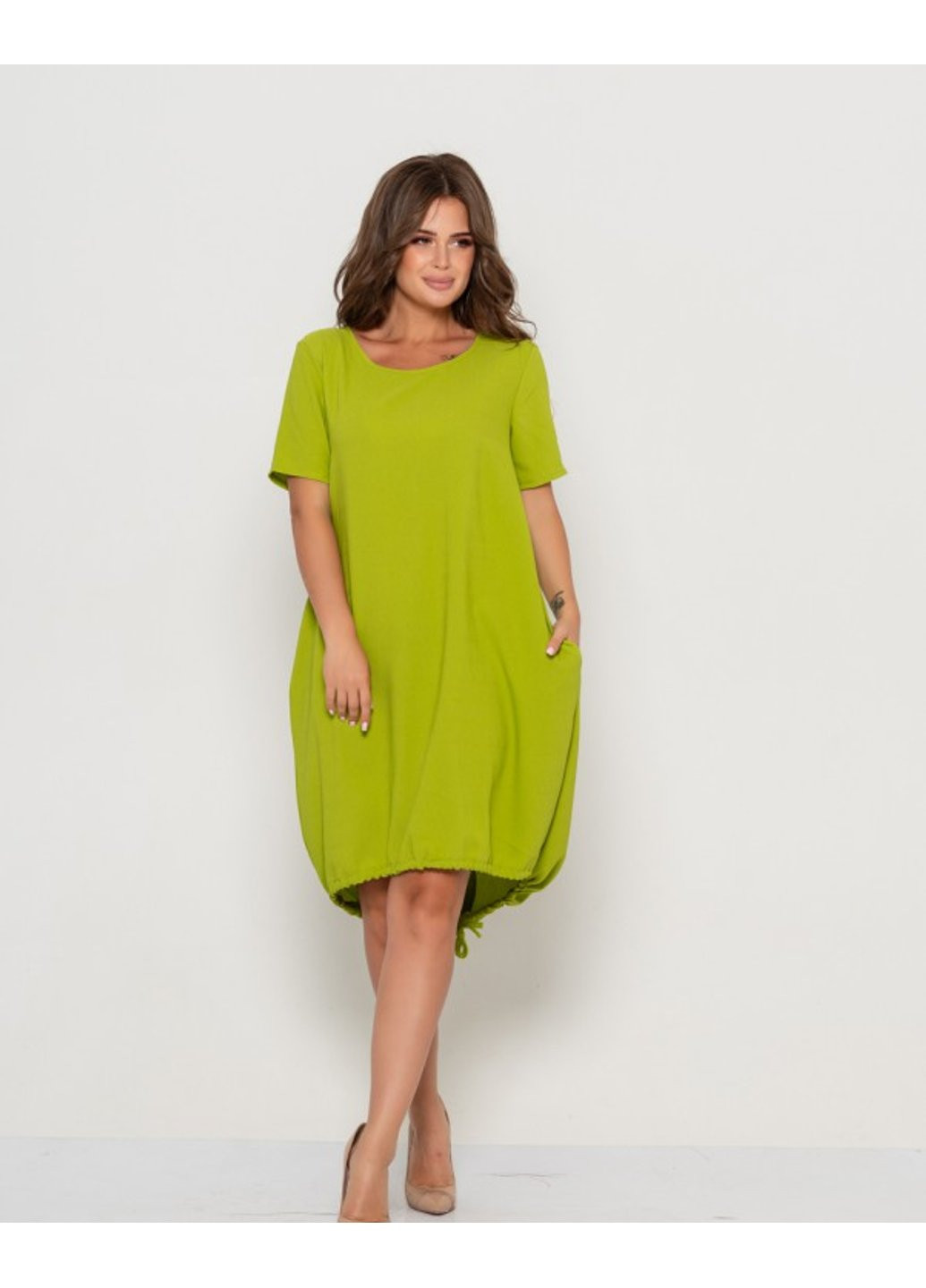 Оливковое повседневный платье 10497 s зеленый ISSA PLUS однотонное