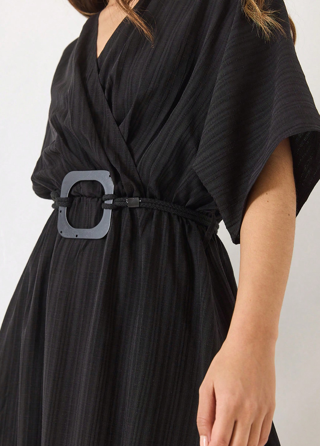 Чорна святковий, кежуал сукня на запах, а-силует SHEIN однотонна