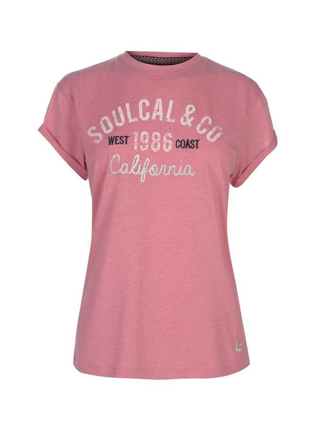 Розово-коричневая летняя футболка Soulcal & Co
