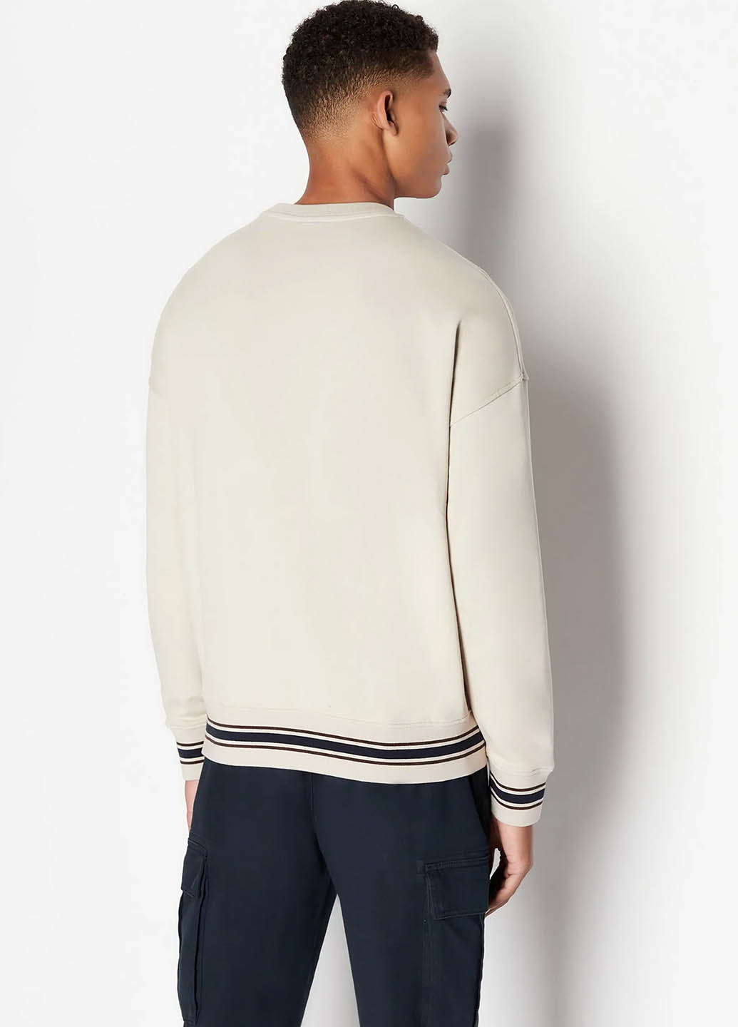 Світло-сірий світшот Armani Exchange однотонний вишивка, нашивки (365688612)