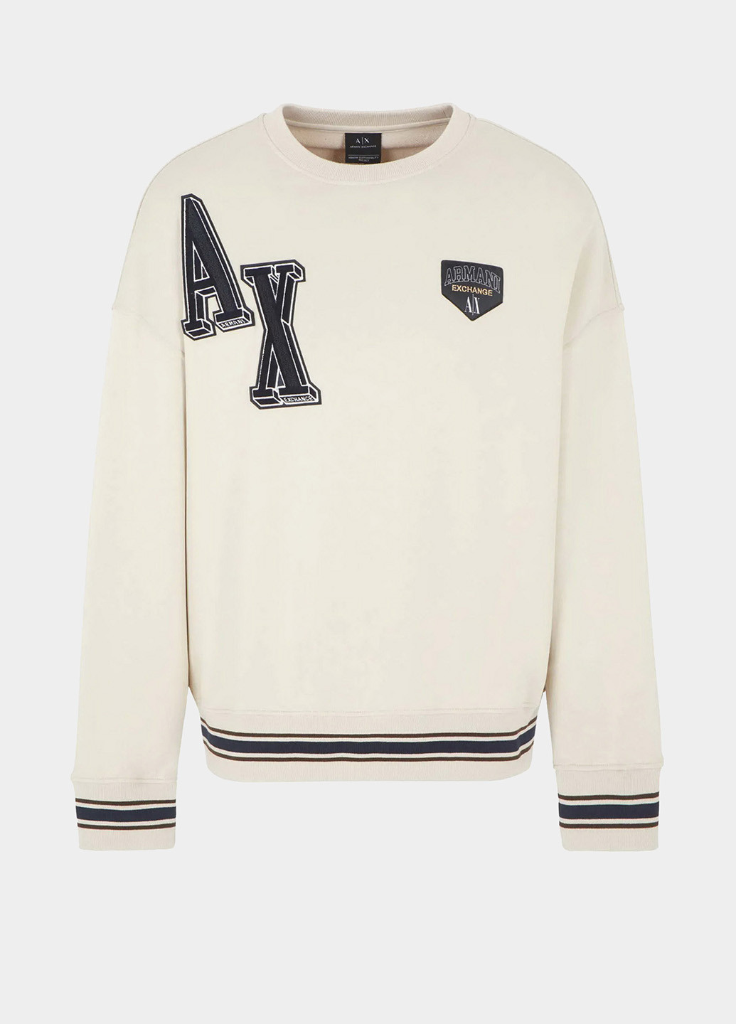 Світло-сірий світшот Armani Exchange однотонний вишивка, нашивки (365688612)