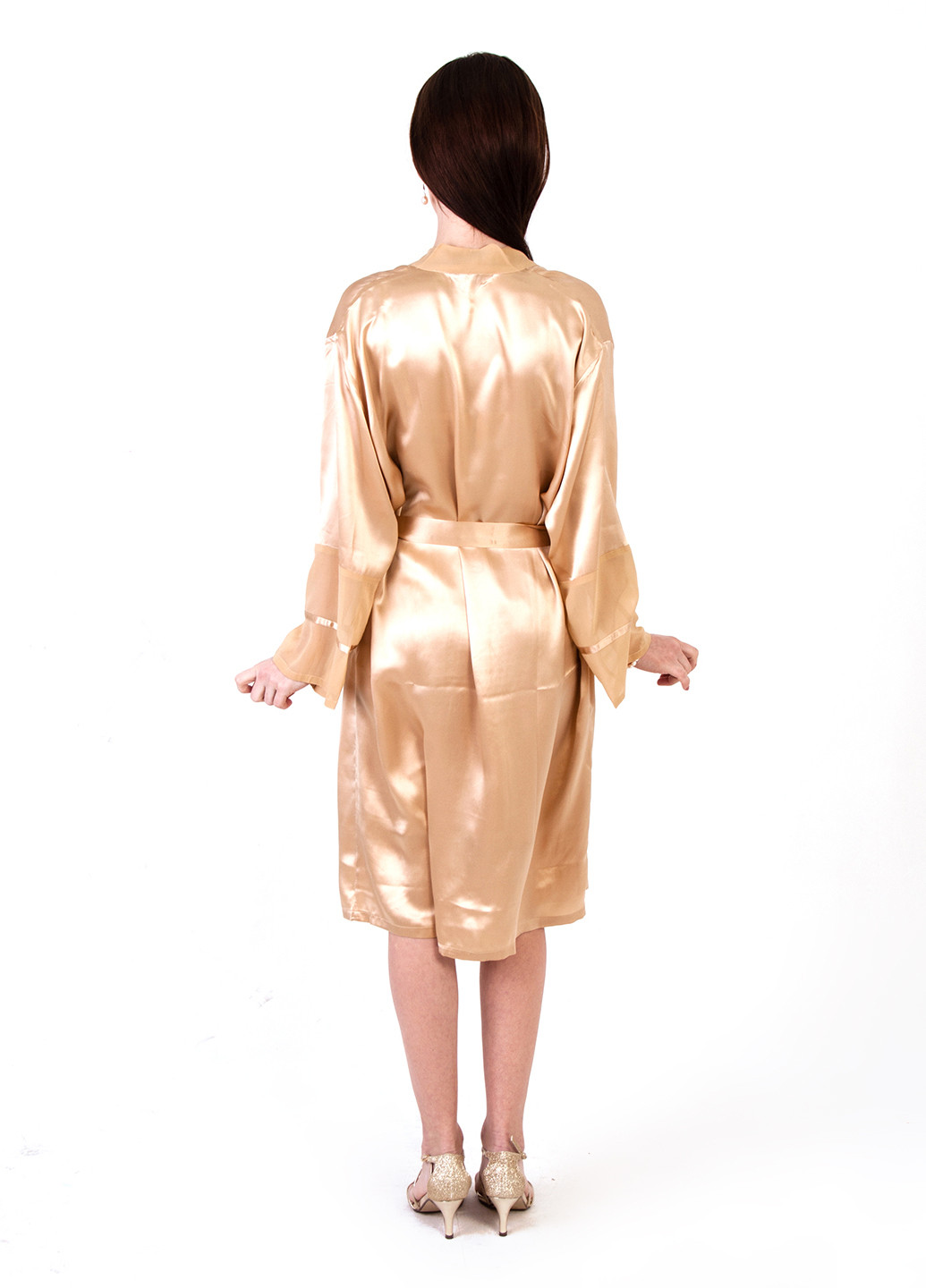 Золотий демісезонний комплект (нічна сорочка, халат) Mulberry-Home