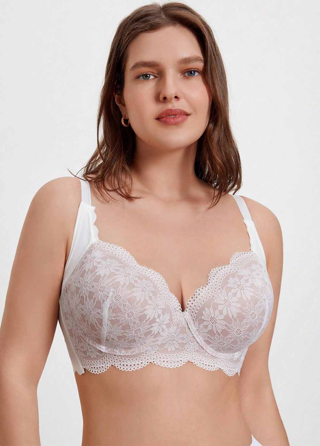 Білий корбей бюстгальтер SHEIN з кісточками поліамід