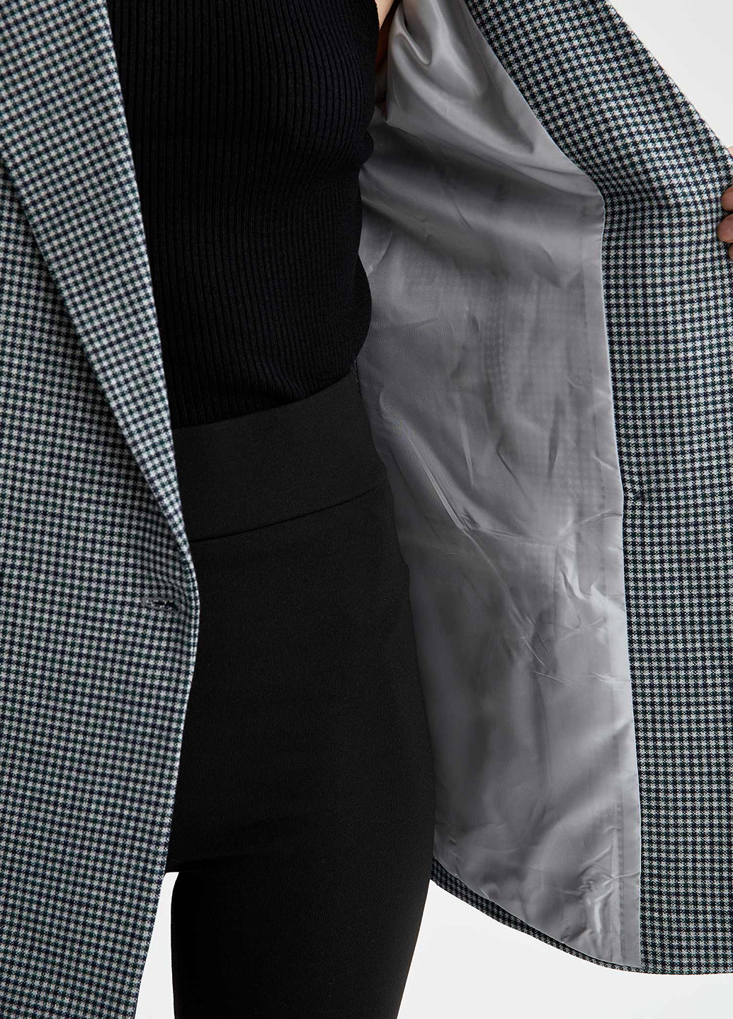 Черно-белый женский пиджак DeFacto - демисезонный