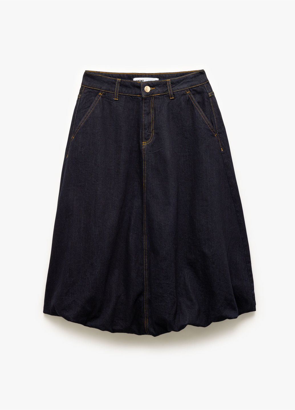 Темно-синяя джинсовая однотонная юбка KOTON баллон