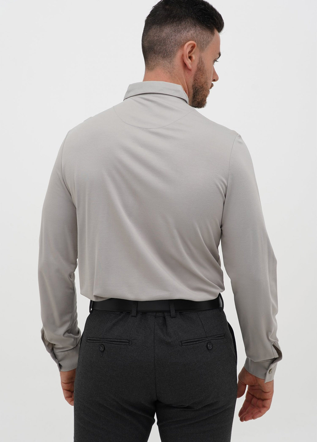 Светло-серая классическая рубашка однотонная Trend Collection