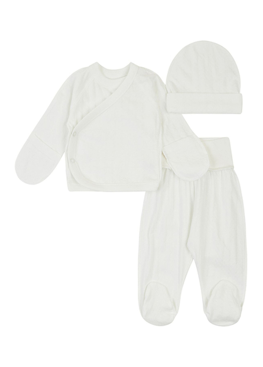 Молочный демисезонный комплект (распашонка, ползунки, шапка) Ляля