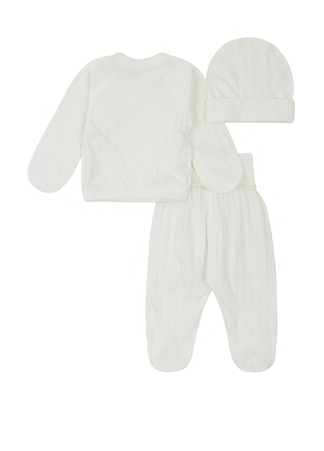 Молочный демисезонный комплект (распашонка, ползунки, шапка) Ляля