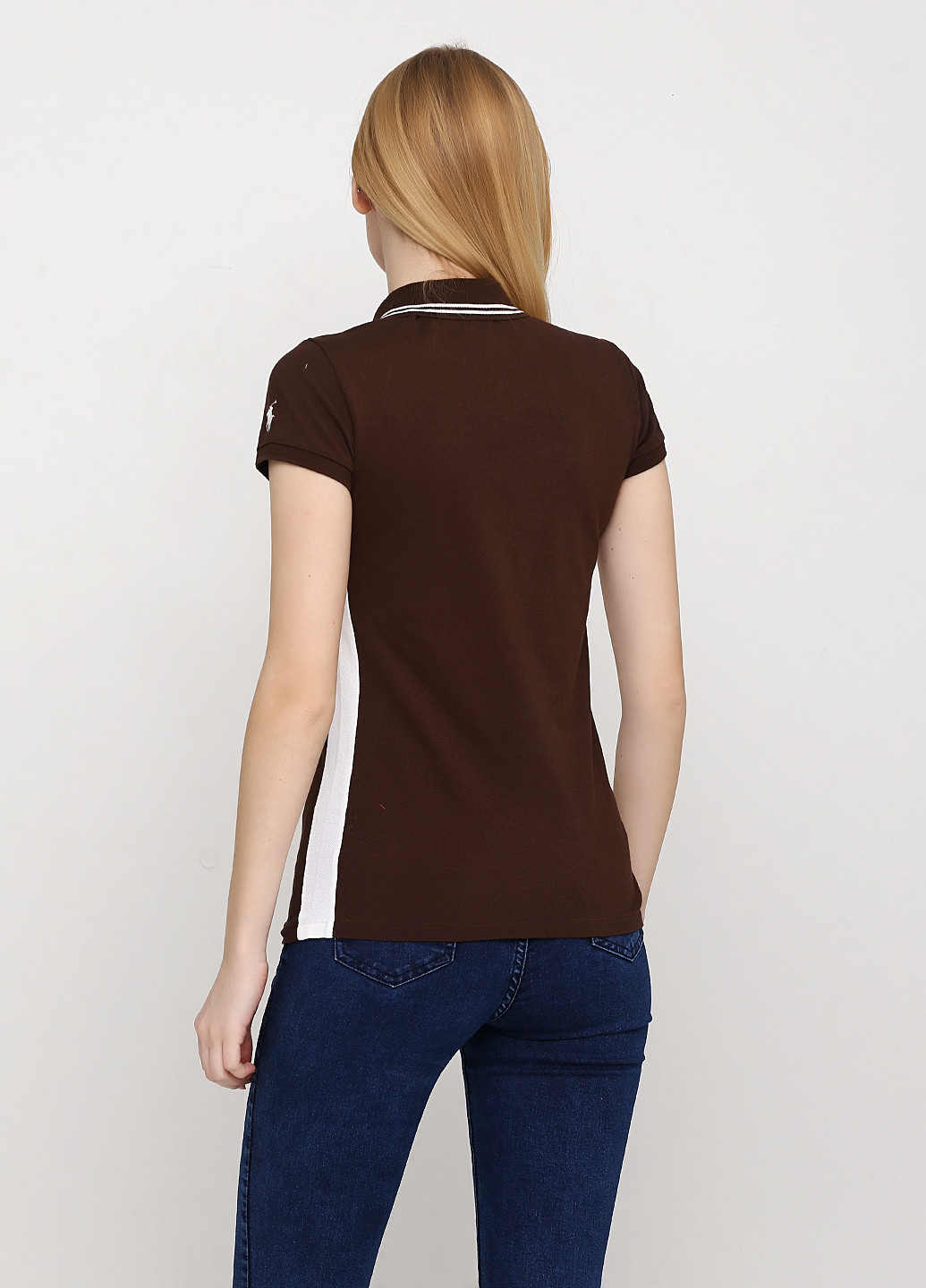Коричневая женская футболка-поло Ralph Lauren с логотипом