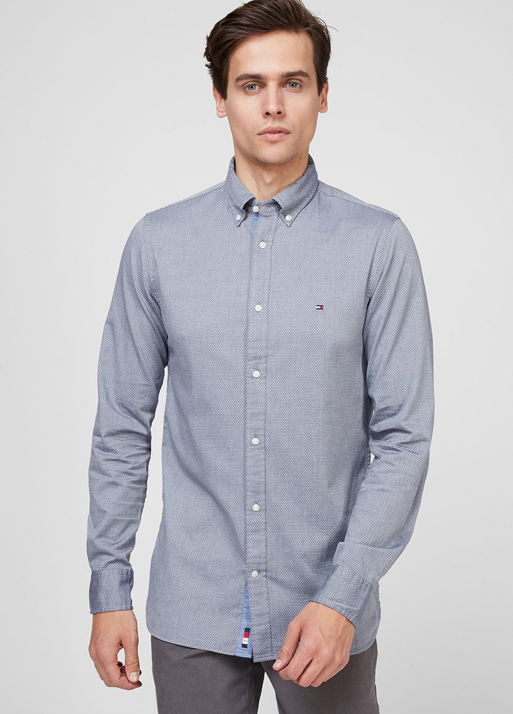 Синяя кэжуал рубашка с геометрическим узором Tommy Hilfiger