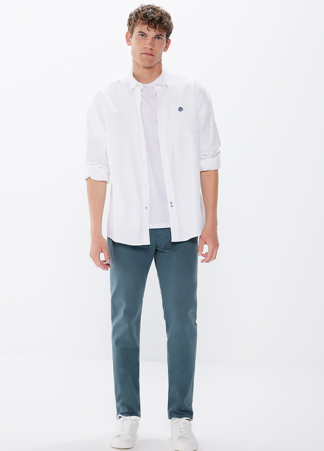 Темно-бирюзовые демисезонные слим джинсы Springfield