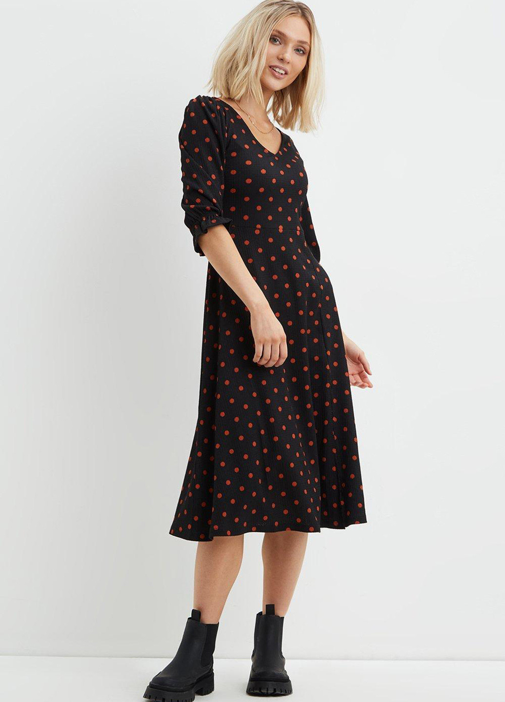 Чорна кежуал сукня Dorothy Perkins в горошок