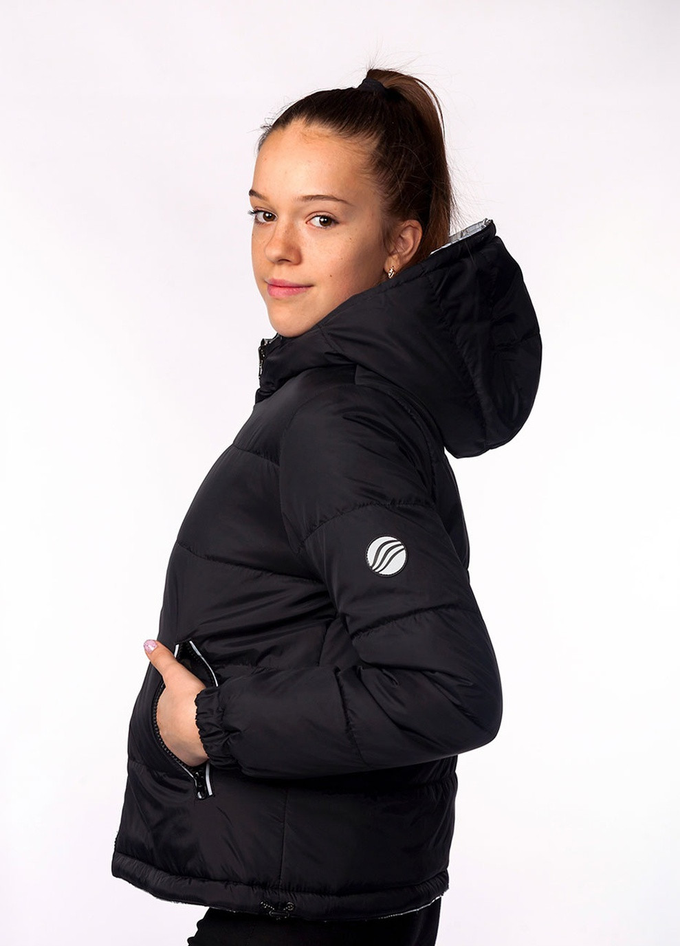 Черная демисезонная куртка двухсторонняя светоотражающая Tiaren Адель