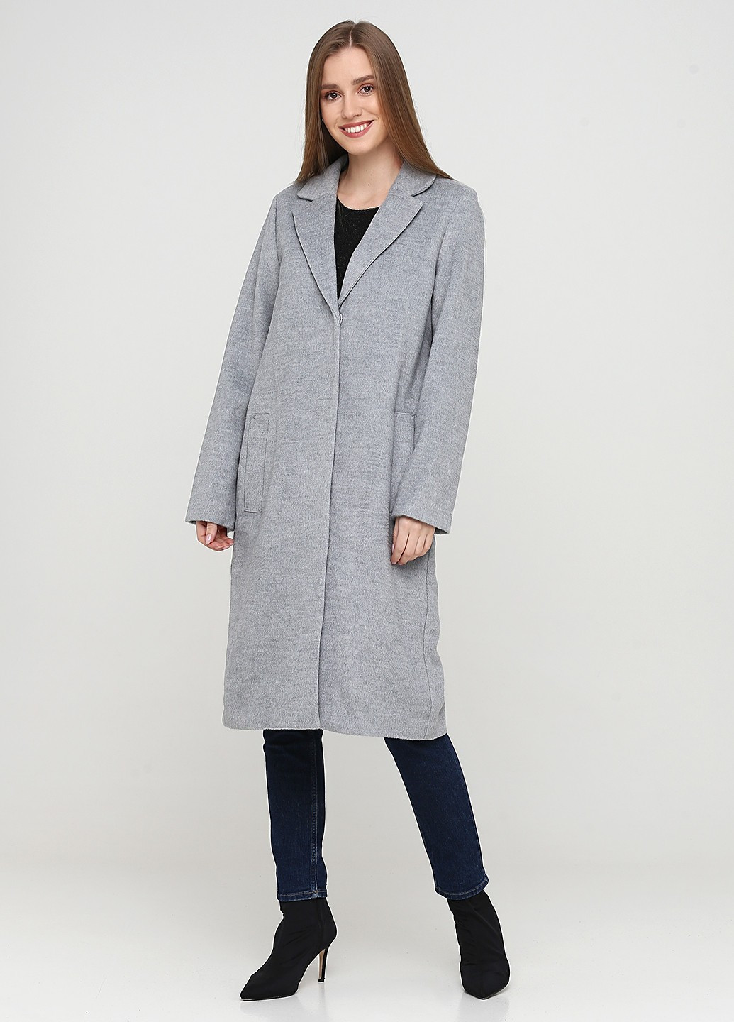 Серое демисезонное Пальто однобортное H&M