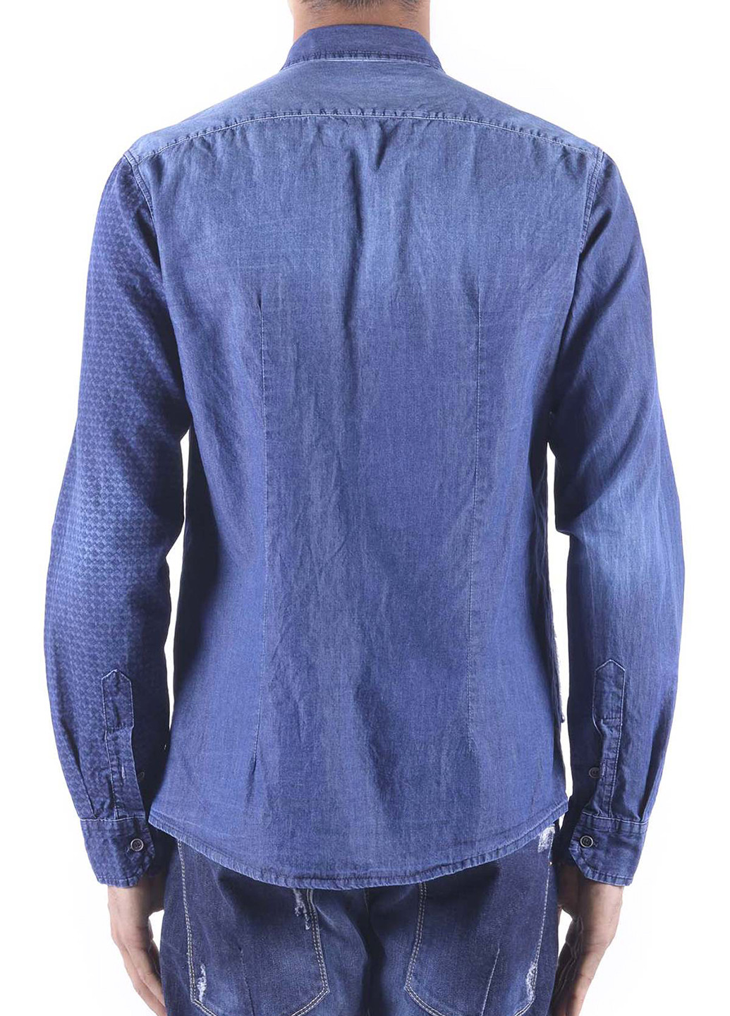 Синяя джинсовая рубашка с градиентным узором Made in Italy
