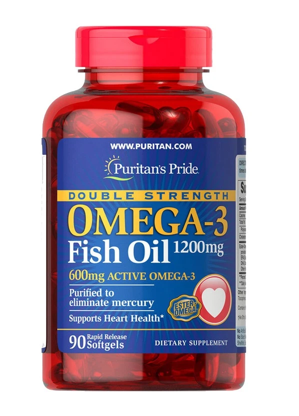 Риб'ячий жир Омега-3 Puritan's Pride Omega-3 Fish Oil Double Strength 1200 mg 90 Softgels Puritans Pride (255390356)