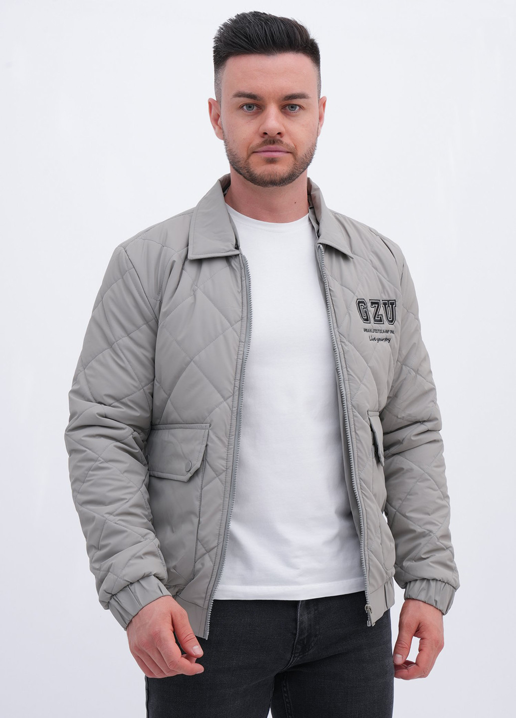 Светло-серая демисезонная куртка Trend Collection