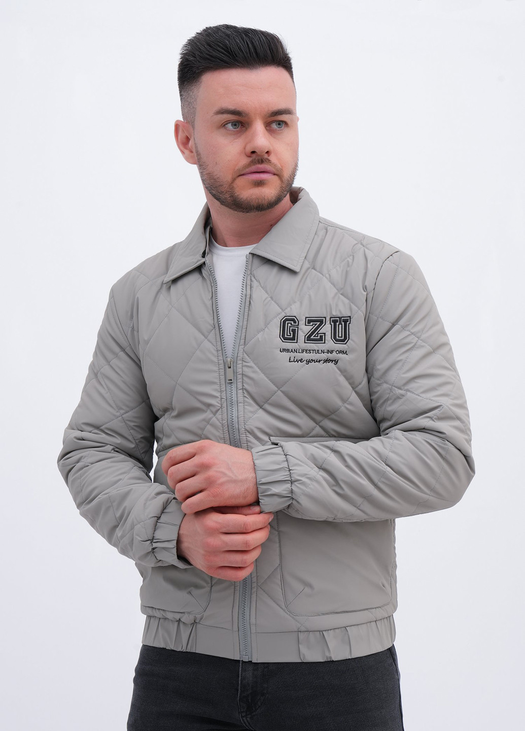 Светло-серая демисезонная куртка Trend Collection