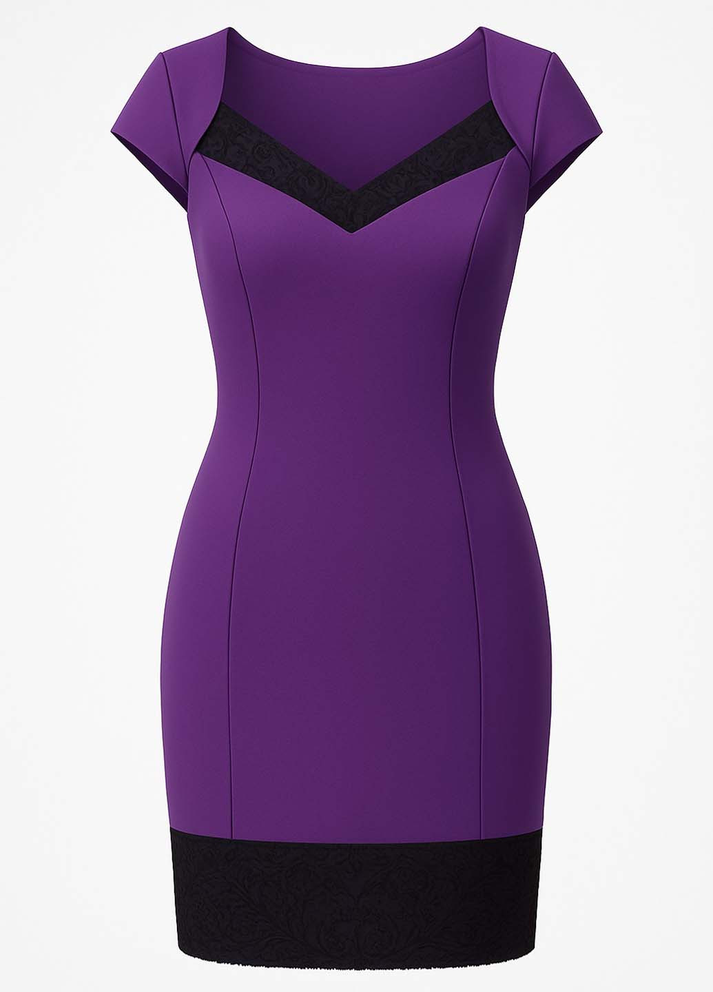 Фиолетовое кэжуал платье футляр Sassofono колор блок