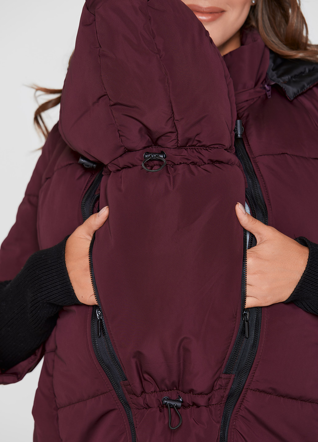 Сливовая демисезонная куртка 3в1 для беременных Lullababe