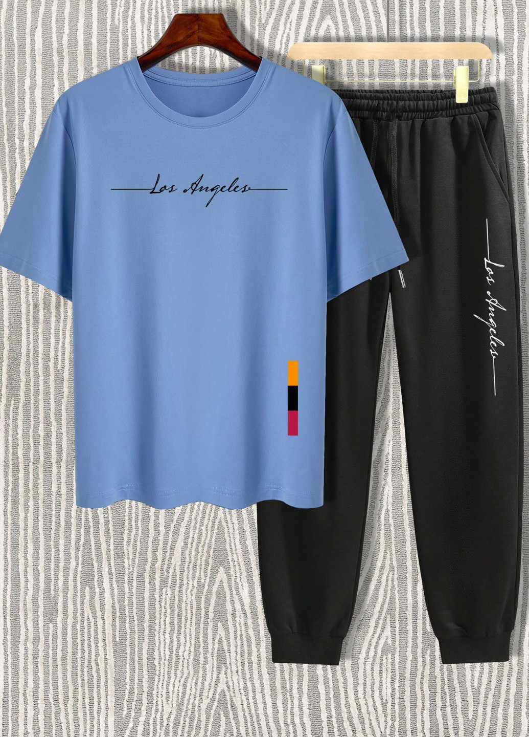 Светло-синий летний комплект (футболка, брюки) SHEIN