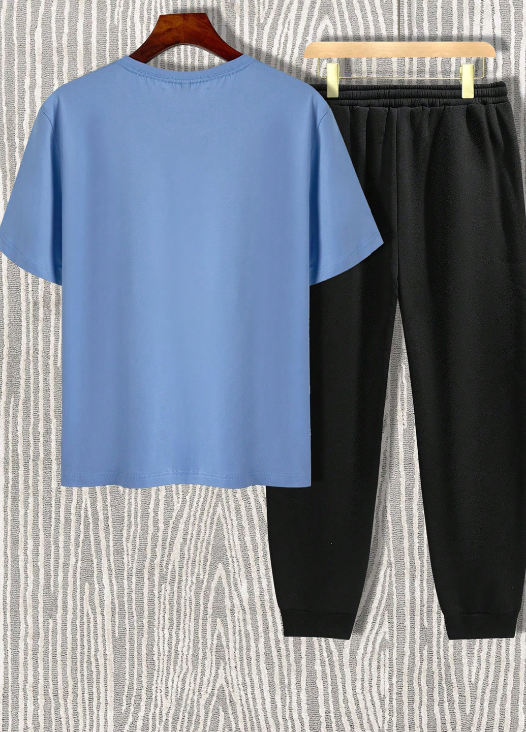 Светло-синий летний комплект (футболка, брюки) SHEIN