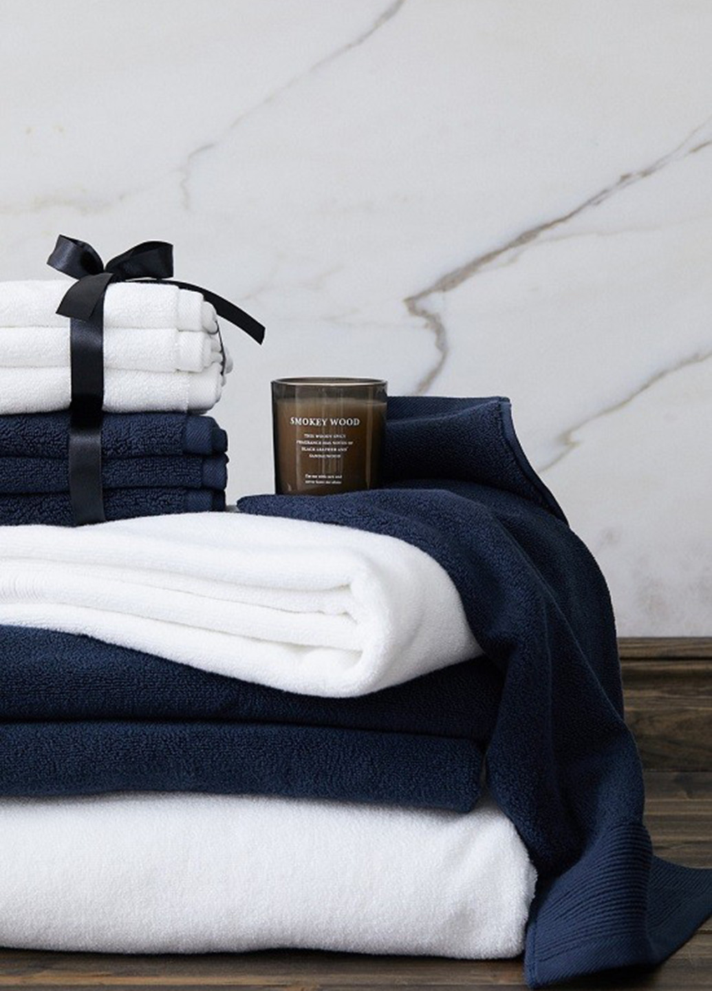 Полотенце, 70х140 см H&M однотонный темно-синий