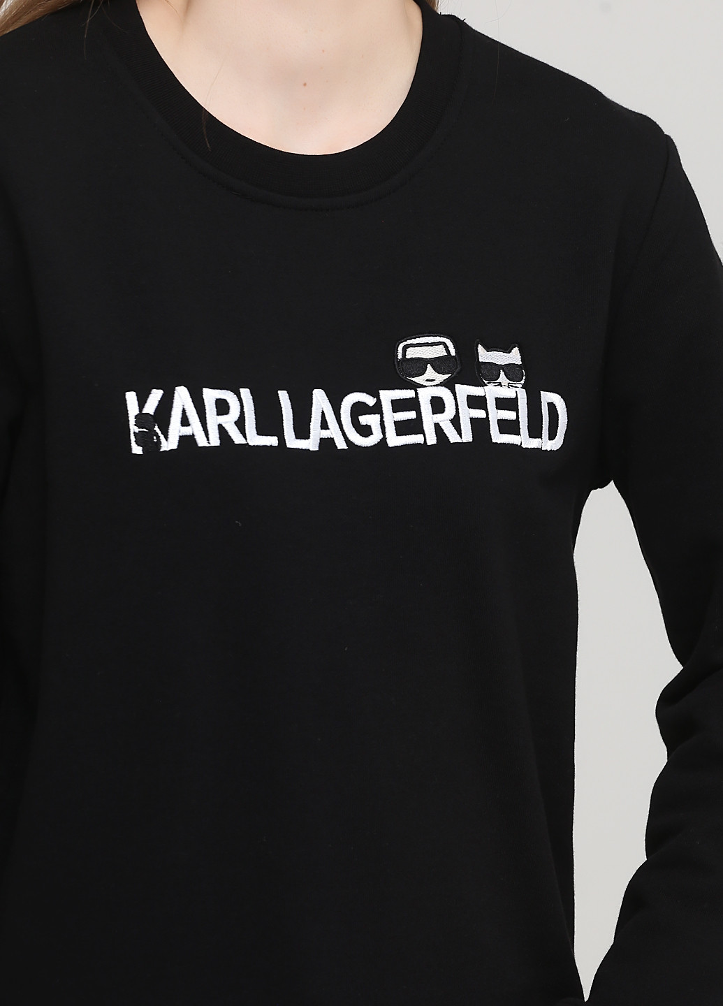 Lagerfeld кофта напис чорний кежуал бавовна
