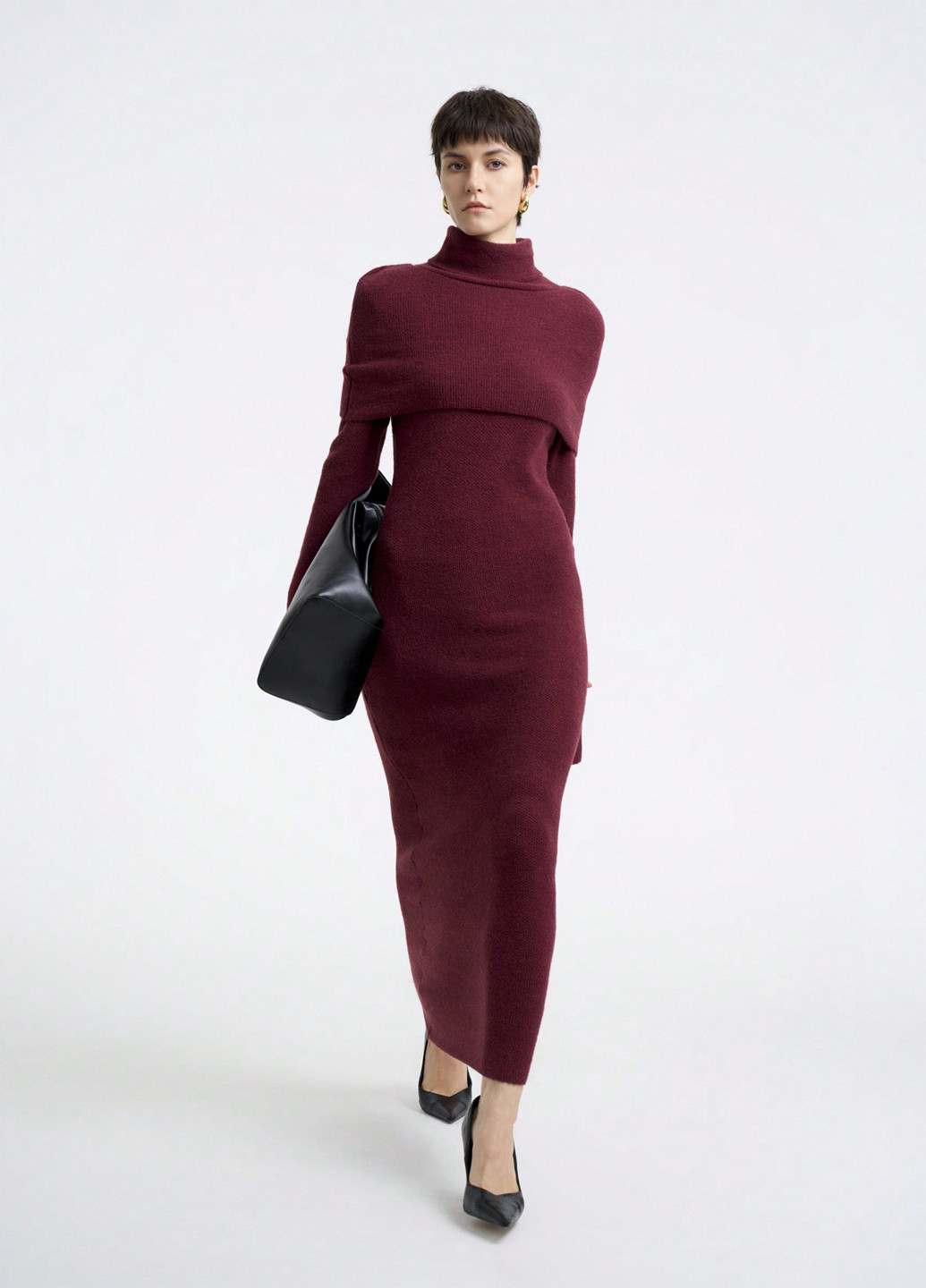 Бордова кежуал сукня сукня светр SHEIN однотонна