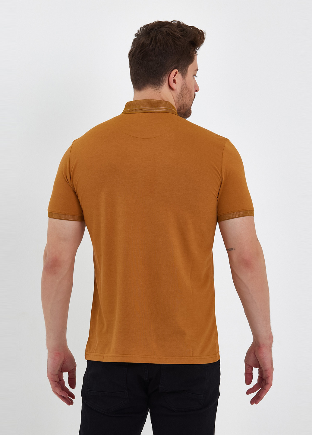Горчичная футболка-поло для мужчин Trend Collection однотонная