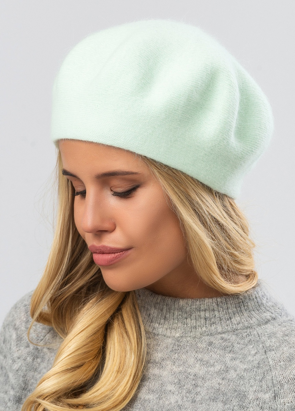 Берет двойной ангоровый женский -12 56см-58см Мятный W-Luxury 9295S (254046416)