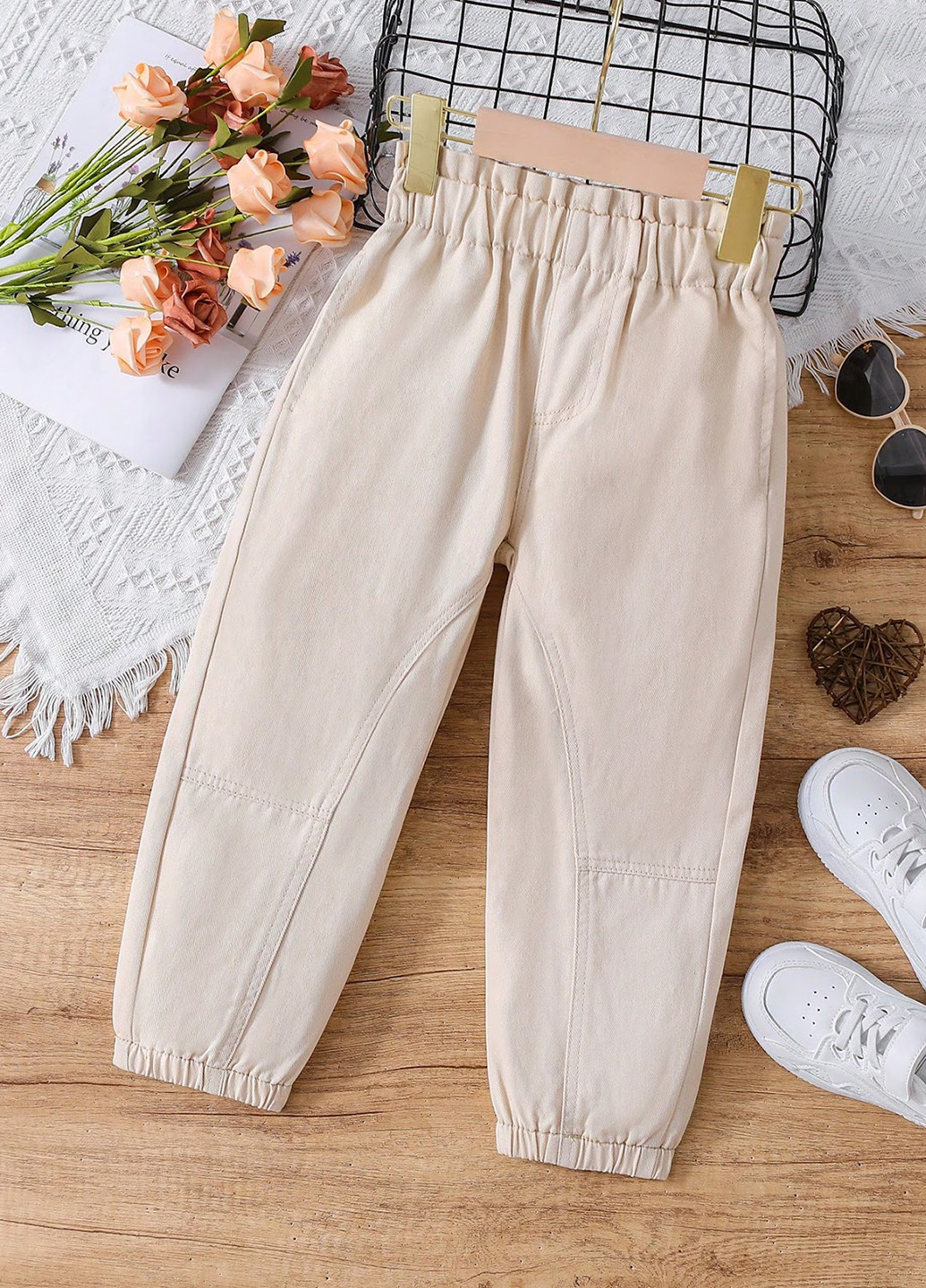 Бежевые демисезонные джоггеры, зауженные джинсы SHEIN