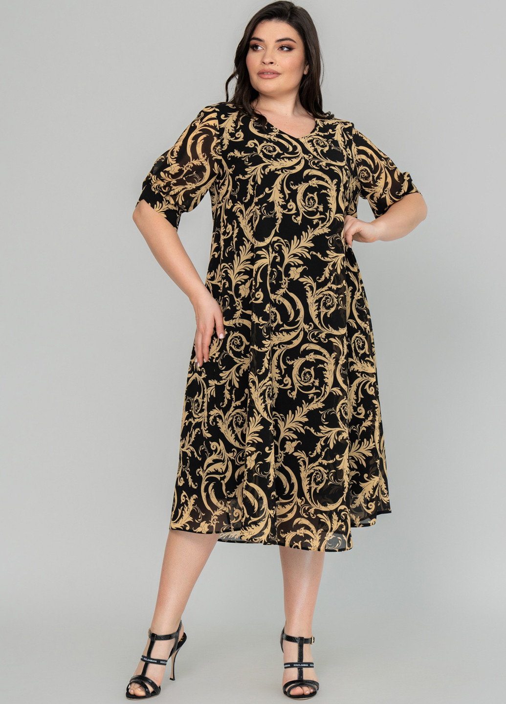 Черное кэжуал платье а-силуэт A'll Posa