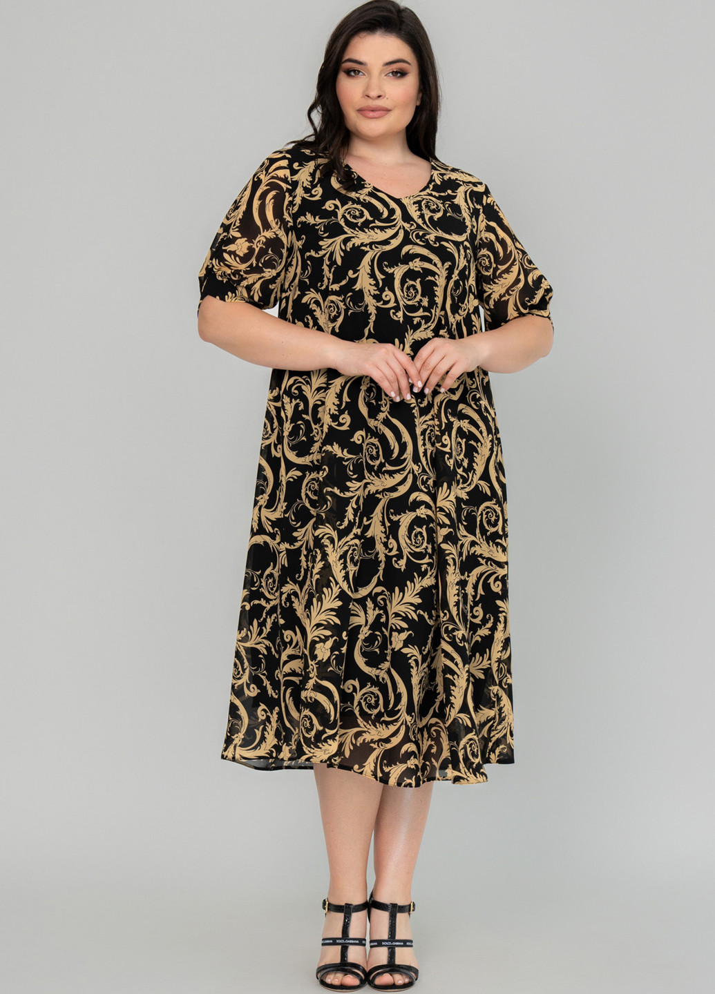 Черное кэжуал платье а-силуэт A'll Posa